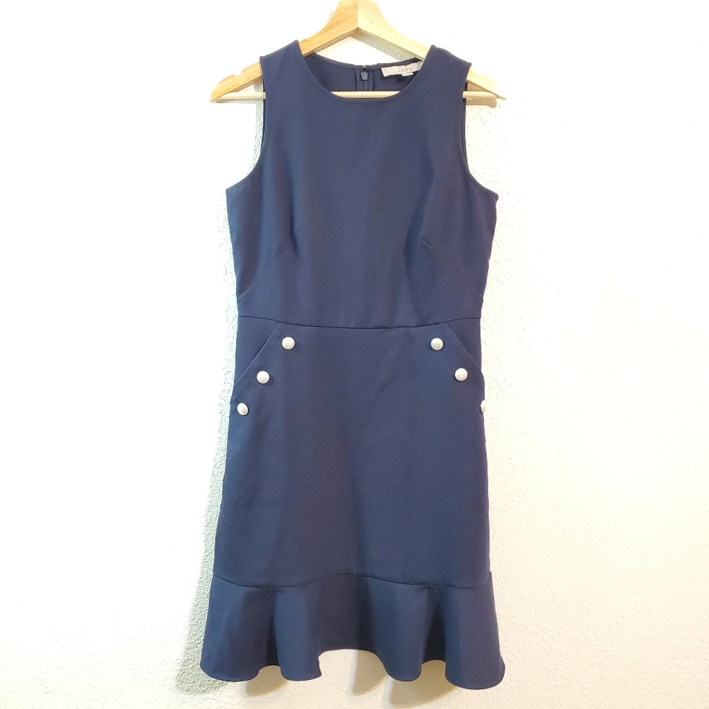 Loft Navy Dress Button Pockets
